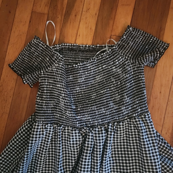 Lulus Gingham Off Shoulder Black and White Gingham Long Dress New - Women XL - Picture 5 of 6
